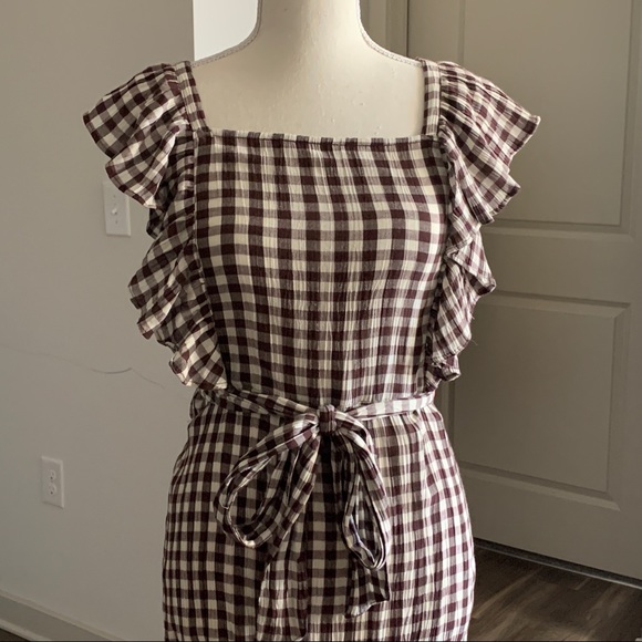 TopShop Brown & White Gingham Sleeveless Dress 60 - Picture 4 of 13